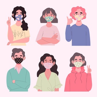 Avatars wearing fabric masks for protection