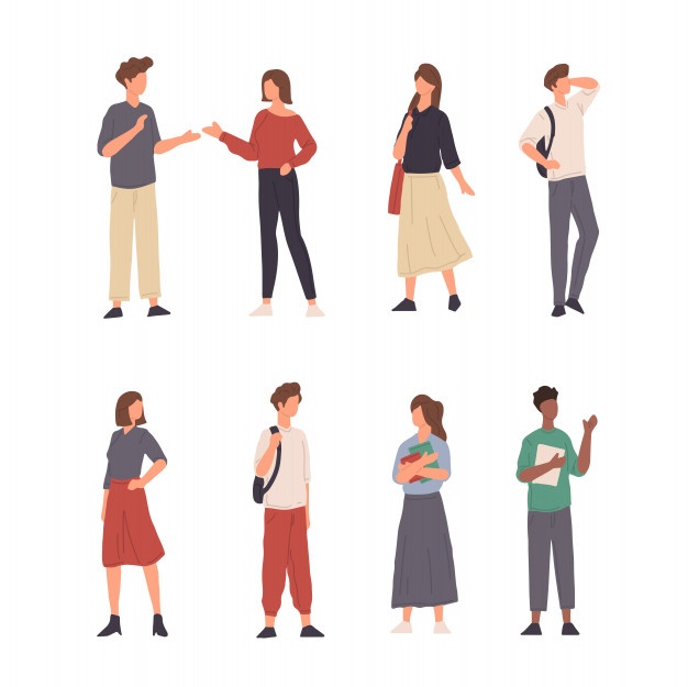 Collection of people character illustration doing various activity in flat design